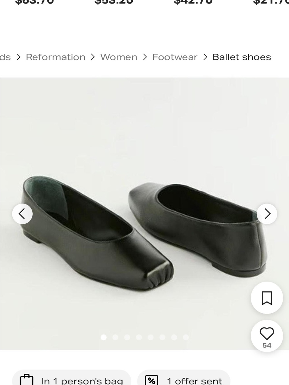 Reformation Black Mikayla Square-Toe Ballet Flats